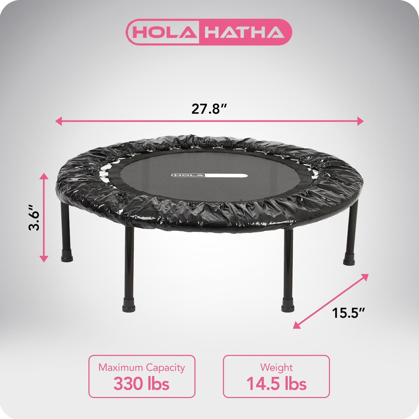Mini trampolim dobrável HolaHatha, reboteador fitness portátil redondo de 36", preto