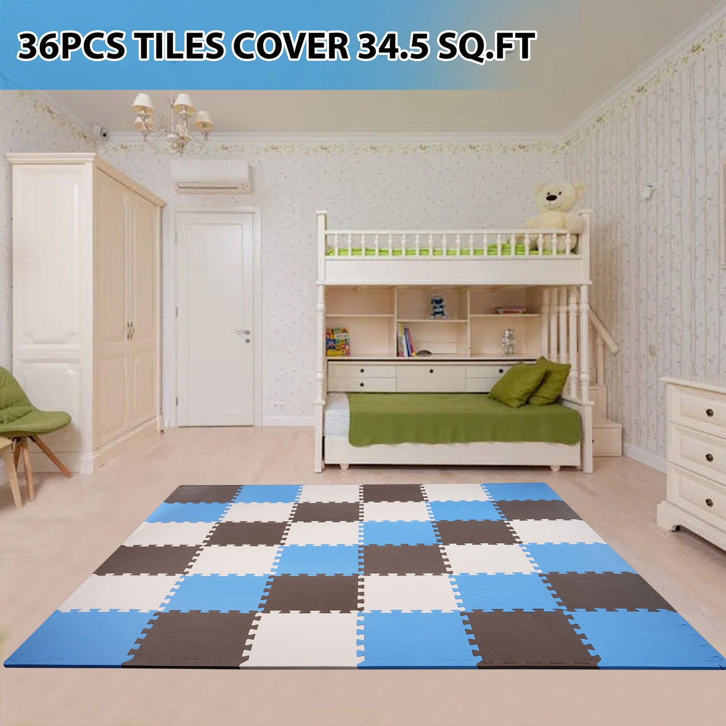 Tapete de exercícios de espuma com encaixe de 36 peças BalanceFrom Fitness