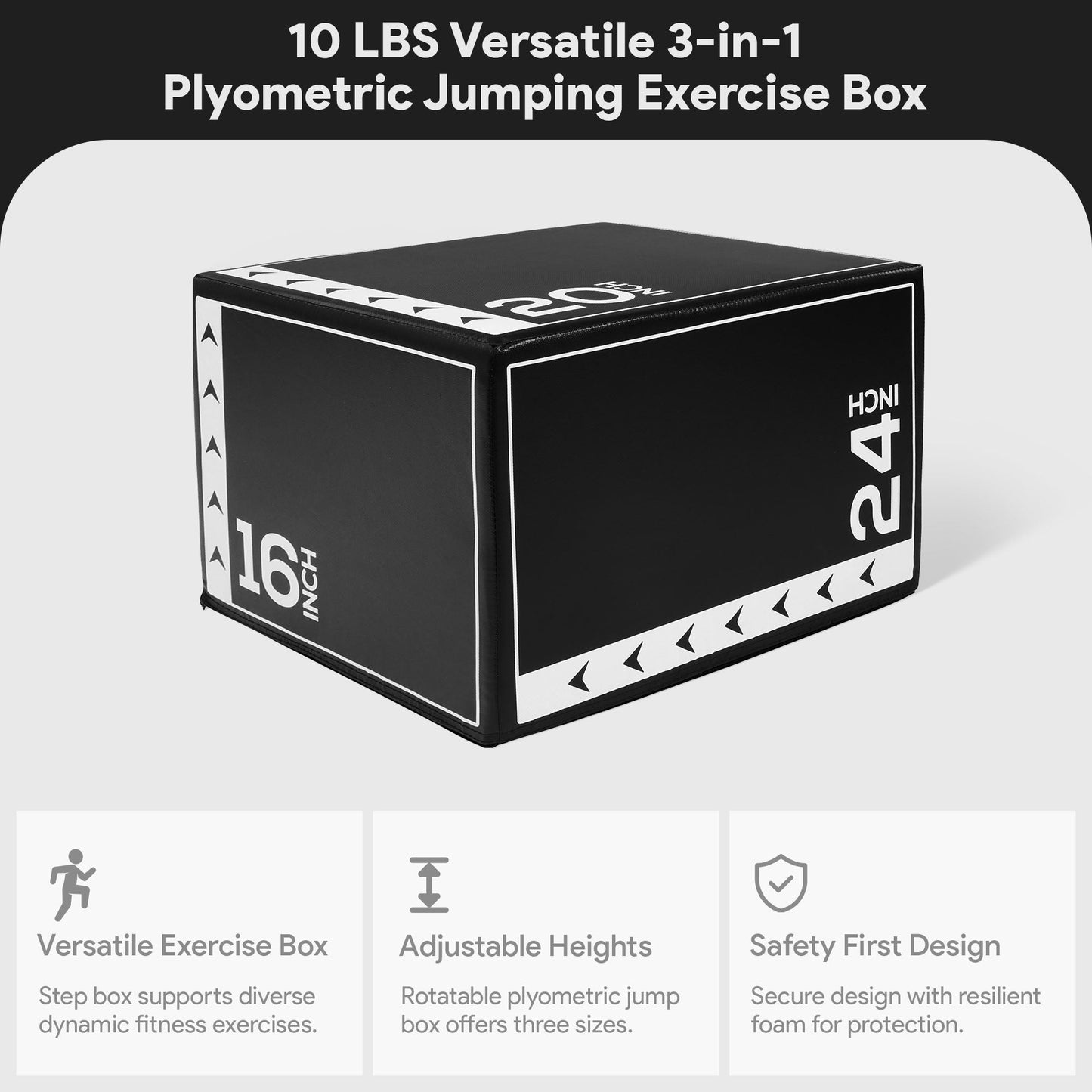 BalanceFrom Fitness Caixa de exercícios pliométricos 3 em 1 versátil de 10 libras