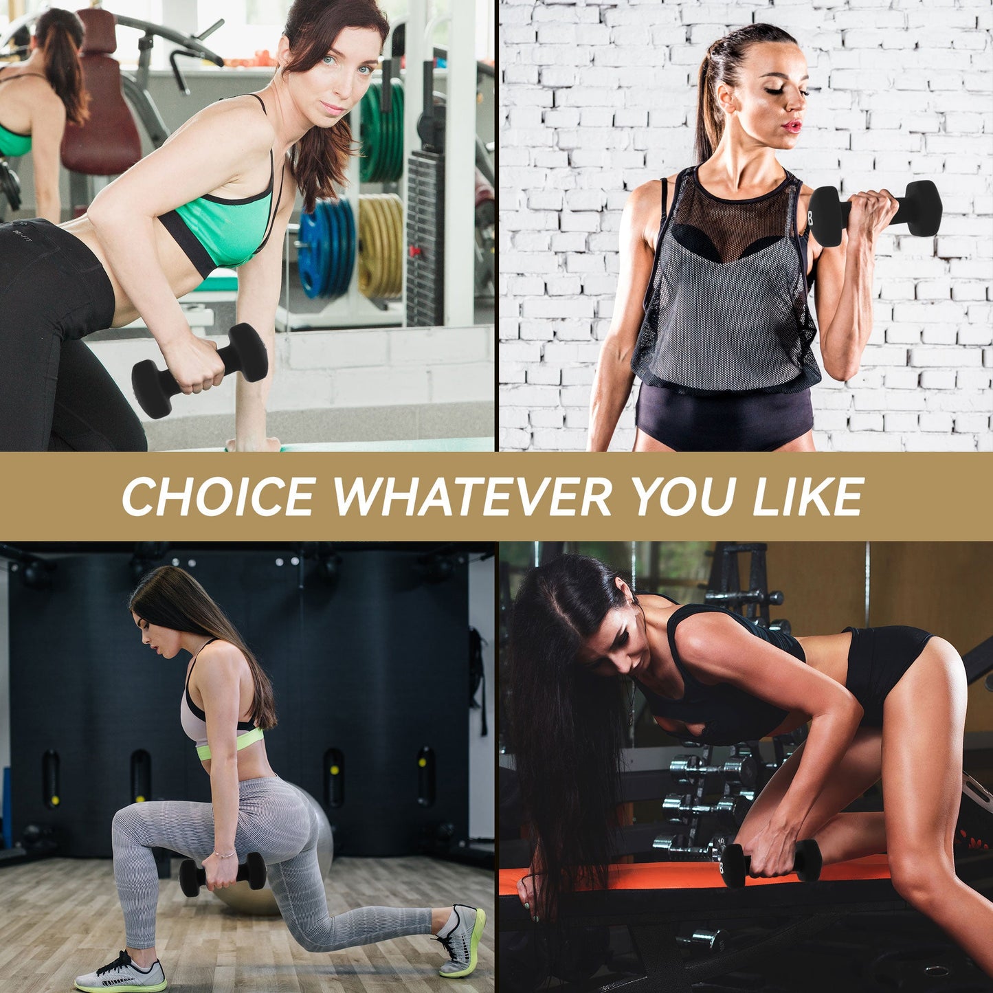 Conjunto de halteres BalanceFrom Fitness de 20 libras revestidos de neoprene com suporte, preto