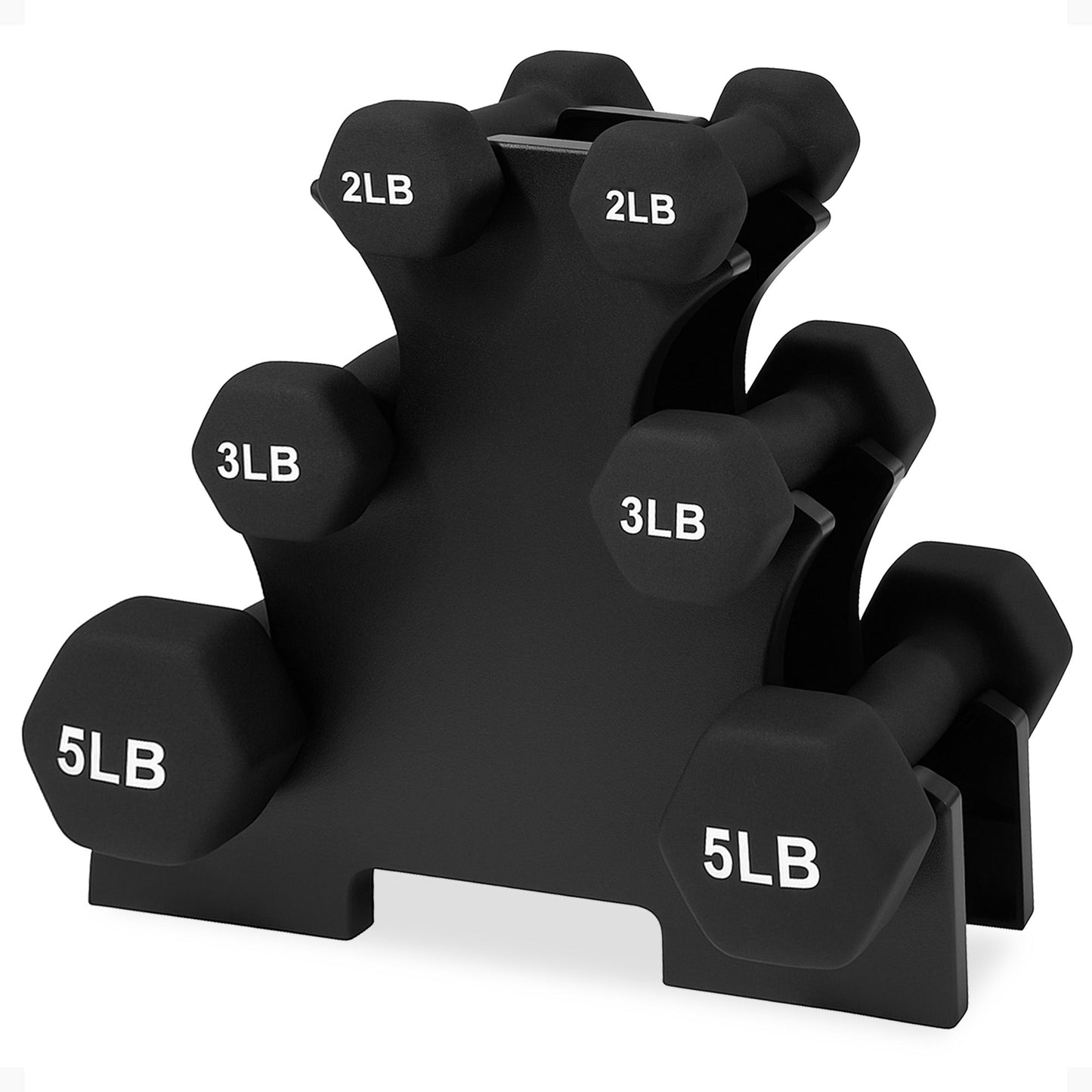 Conjunto de halteres BalanceFrom Fitness de 20 libras revestidos de neoprene com suporte, preto