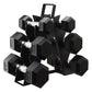 Conjunto de halteres sextavados com revestimento de borracha e liga de aço BalanceFrom Fitness Signature, preto
