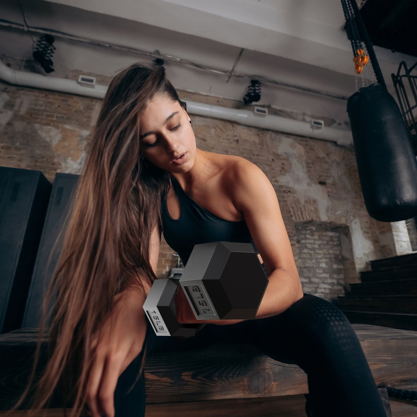 Conjunto de halteres sextavados com revestimento de borracha e liga de aço BalanceFrom Fitness Signature, preto