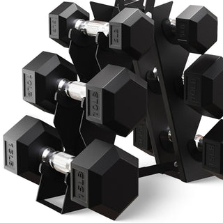 Conjunto de halteres sextavados com revestimento de borracha e liga de aço BalanceFrom Fitness Signature, preto