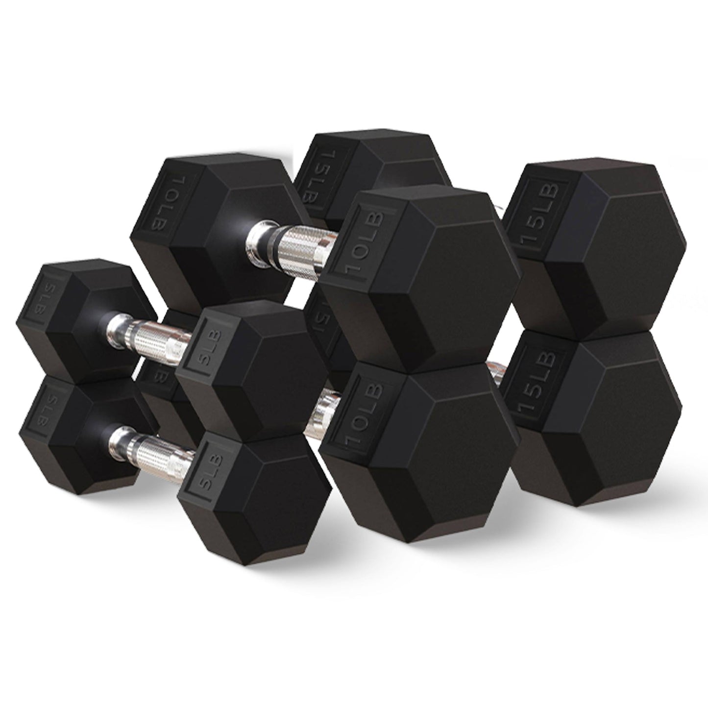 Conjunto de halteres sextavados com revestimento de borracha e liga de aço BalanceFrom Fitness Signature, preto