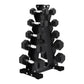 Conjunto de halteres sextavados com revestimento de borracha BalanceFrom Signature Alloy Steel Fitness, preto