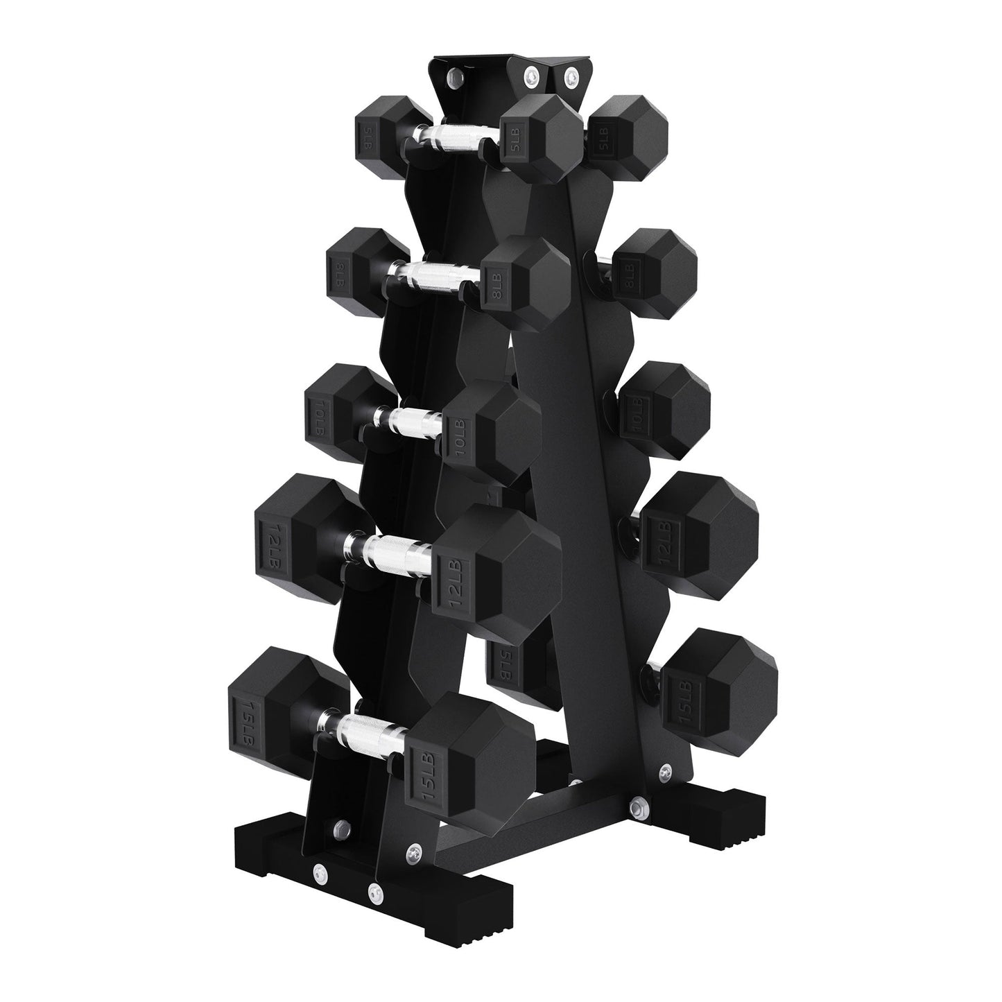 Conjunto de halteres sextavados com revestimento de borracha BalanceFrom Signature Alloy Steel Fitness, preto