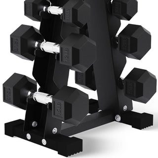 Conjunto de halteres sextavados com revestimento de borracha BalanceFrom Signature Alloy Steel Fitness, preto