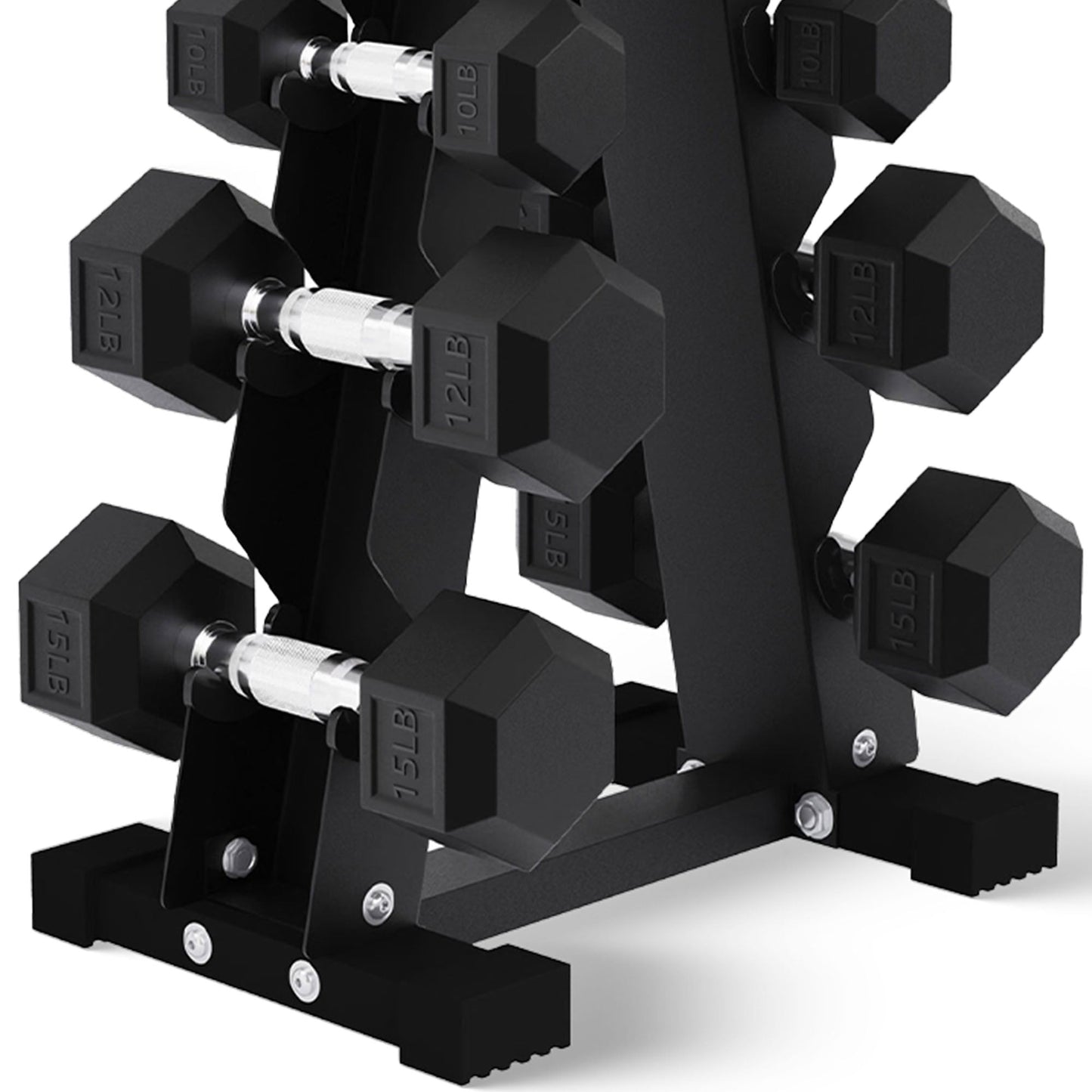 Conjunto de halteres sextavados com revestimento de borracha BalanceFrom Signature Alloy Steel Fitness, preto