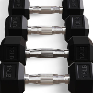 Conjunto de halteres sextavados com revestimento de borracha BalanceFrom Signature Alloy Steel Fitness, preto