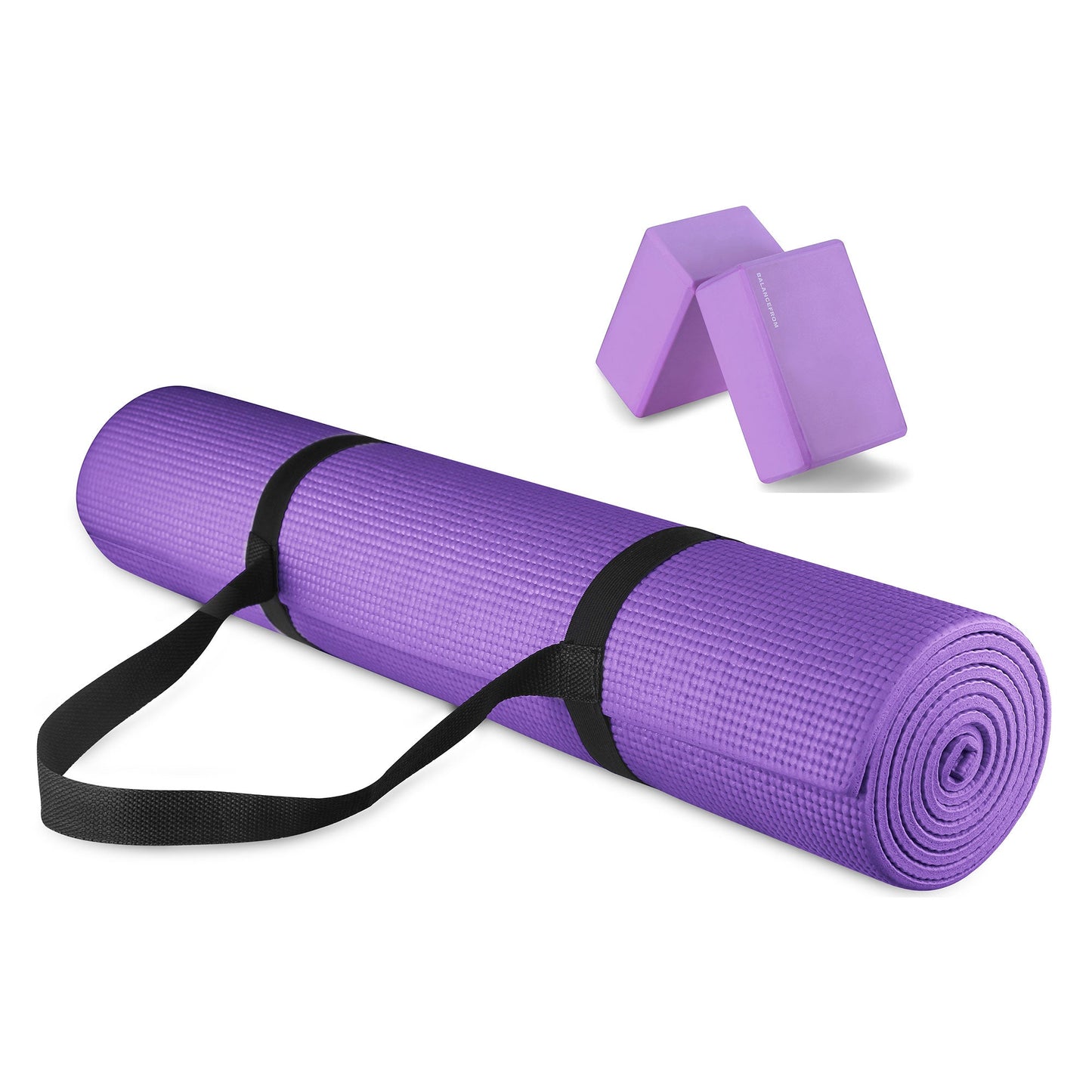 Tapete de exercícios multiuso Signature Fitness de alta densidade e anti-rasgos com alça, roxo