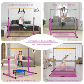 Barra de ginástica dobrável ajustável de aço Signature Fitness, para maiores de 3 anos, rosa