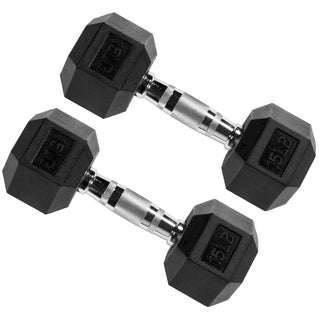 Conjunto de equipamentos para treino de força com halteres hexagonais Signature Fitness, 15 lbs
