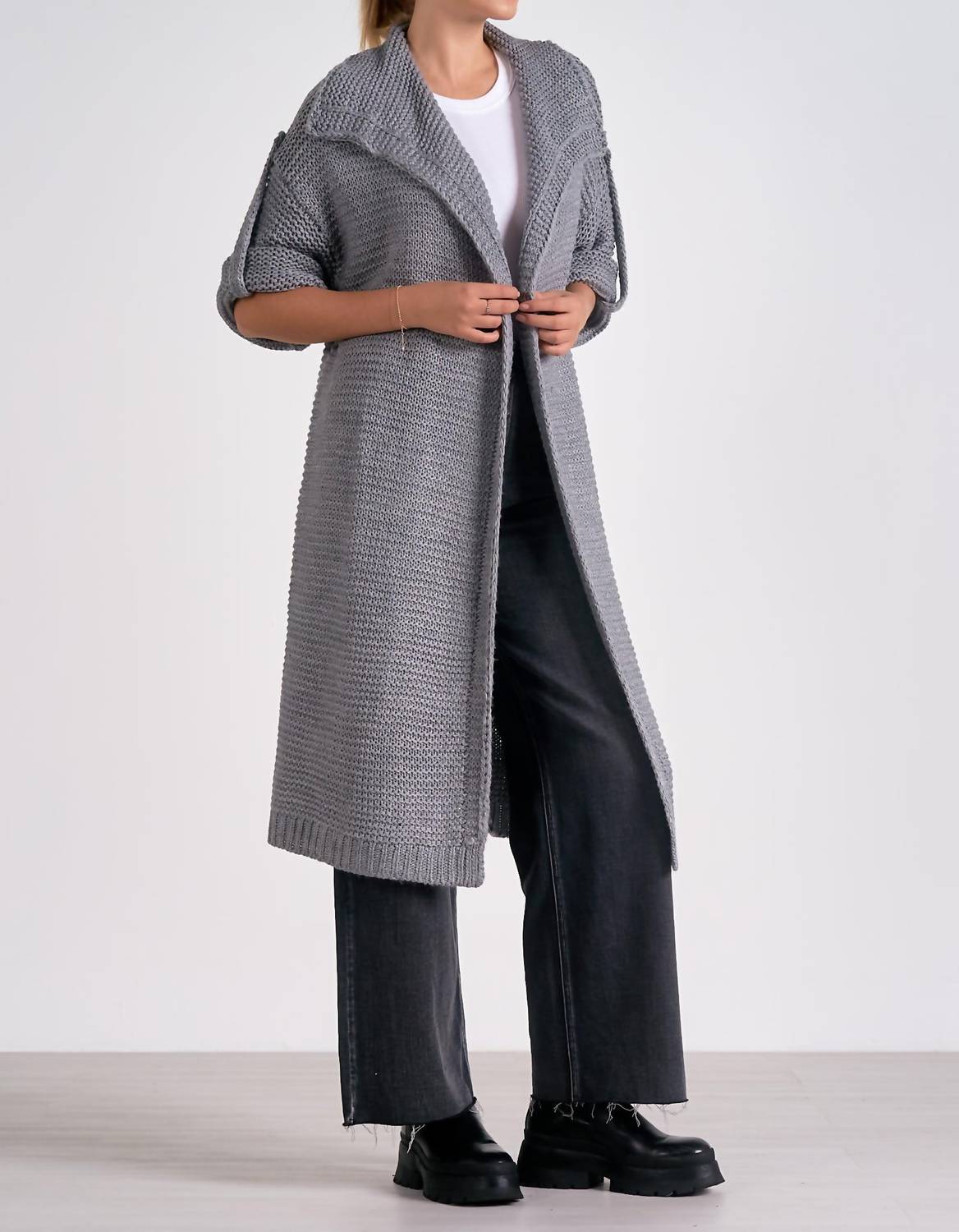 Elan - 3/4 Sleeve Cozy Cardigan Sweater