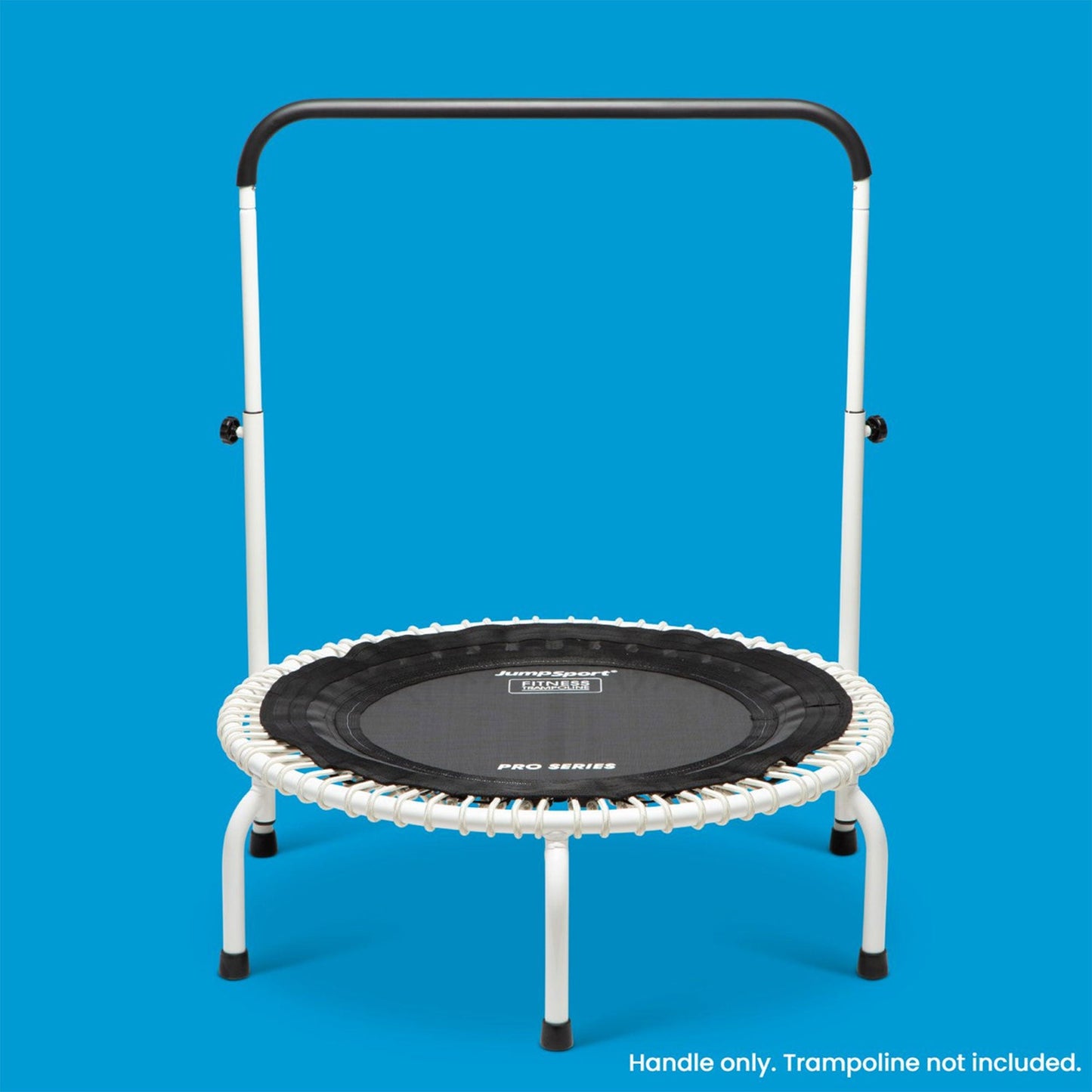 Barra de exercícios JumpSport de 39 polegadas para trampolins de fitness com pernas arqueadas, branca