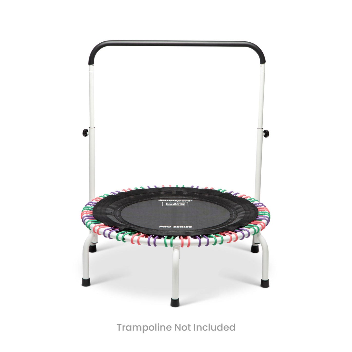 Barra de exercícios JumpSport de 39 polegadas para trampolins de fitness com pernas arqueadas, branca