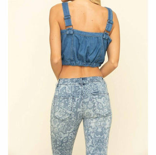 Free People - Top curto jeans Palm Desert