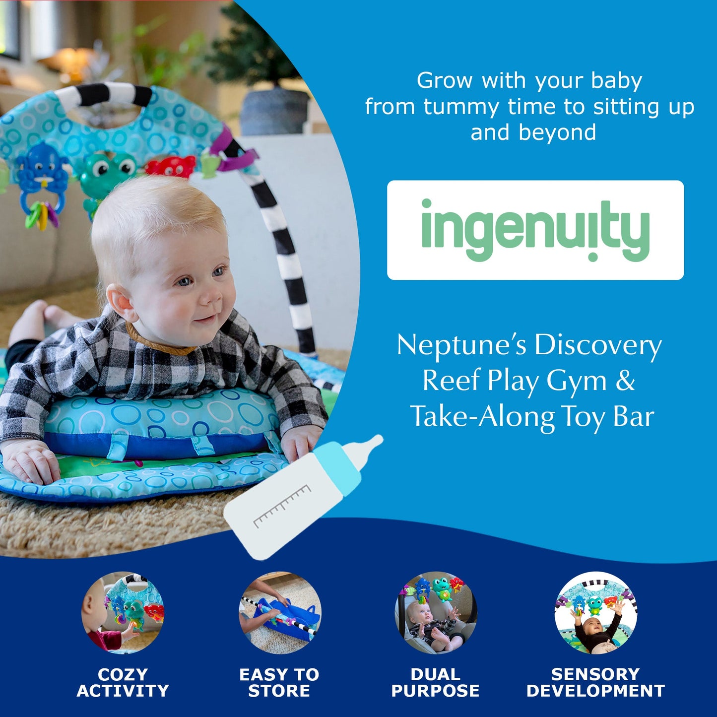 Baby Einstein Neptune's Discovery Reef Baby Tummy Time Atividade Ginásio Brinquedo Bar