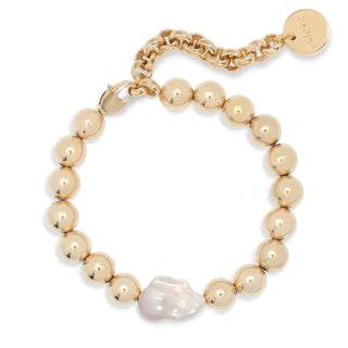 Eklexic - Pulseira feminina de pérolas e contas horizontais Poppy