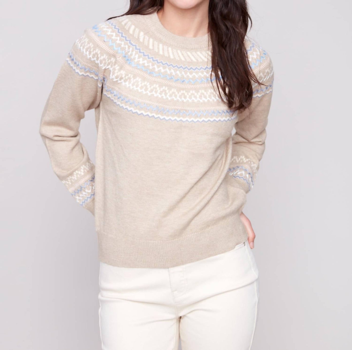 Charlie B - Apres Ski Jacquard Crew Neck Sweater