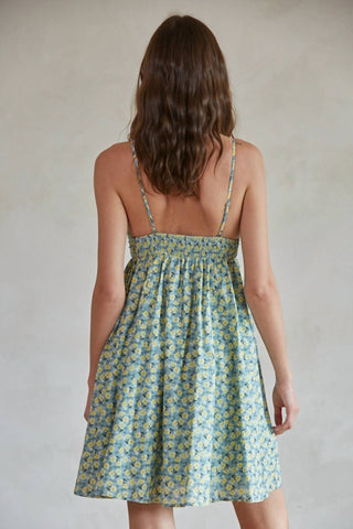 By Together - Floral Print V-neck Flare Mini Dress