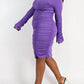 The Curve La - Plus Size All Over Shirred Mock Neck Dress