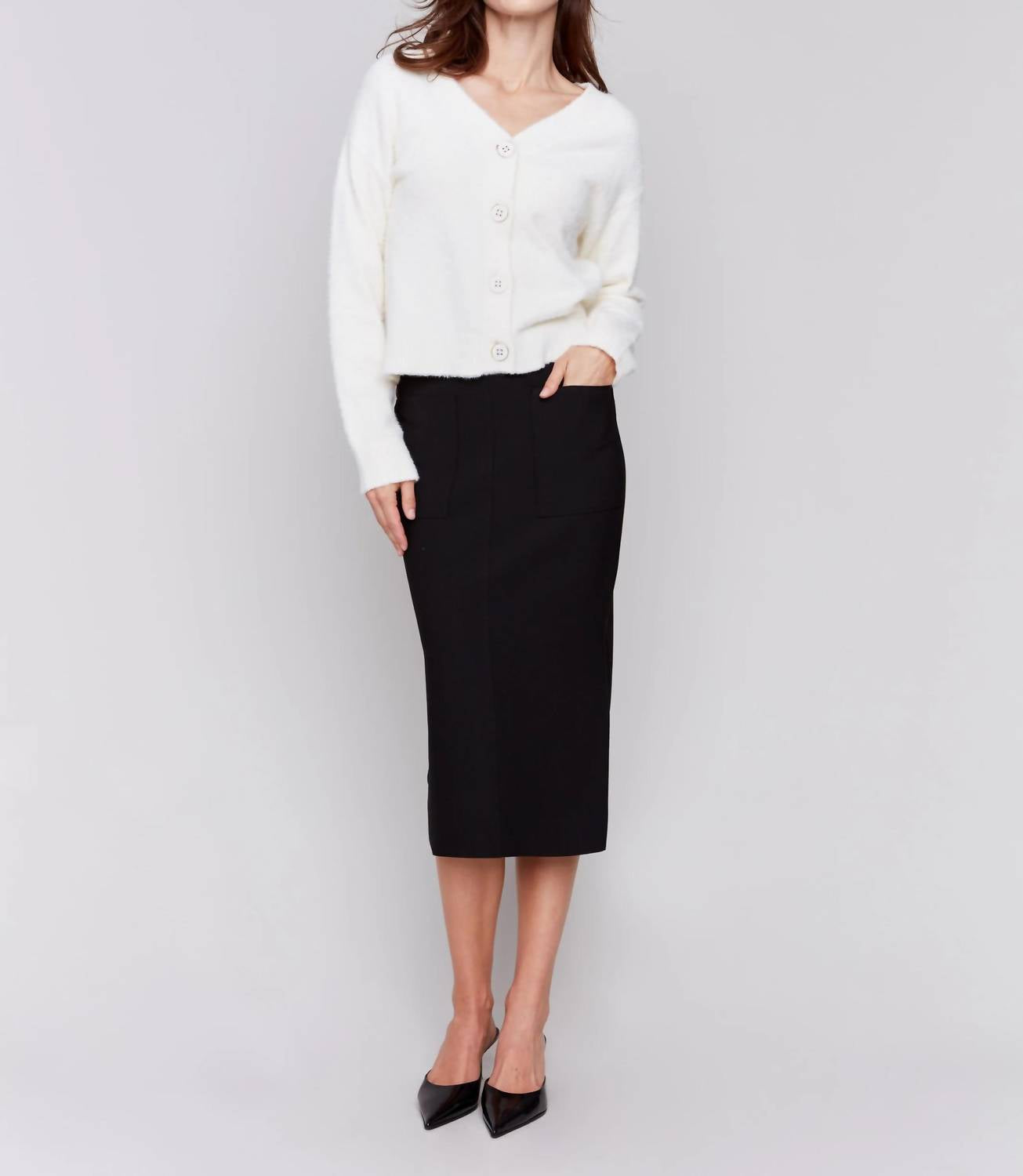 Charlie B - Gutsy Crepe Skirt With Front Patch Pockets