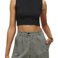 Reformation Raiden Rib Stretch Organic Cotton Crop Tank Top in Black, Size X-Small