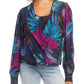 Blusa Karen Kane Estampada Frente Drapeada Multi