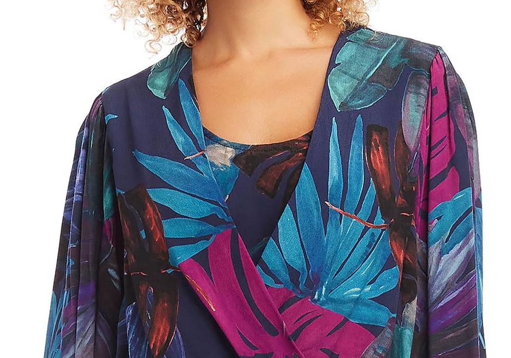 Blusa Karen Kane Estampada Frente Drapeada Multi