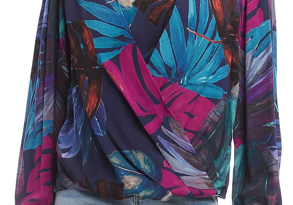 Blusa Karen Kane Estampada Frente Drapeada Multi