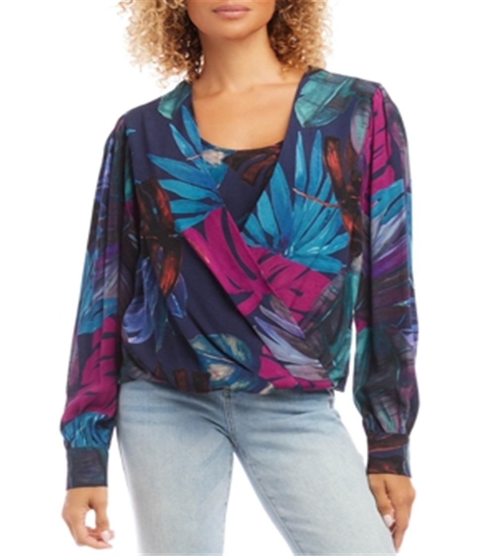 Blusa Karen Kane Estampada Frente Drapeada Multi