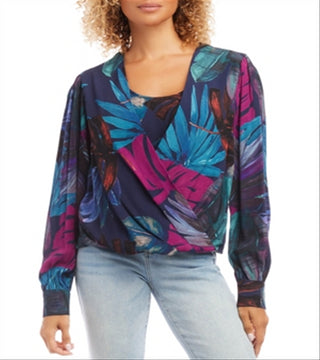 Blusa Karen Kane Estampada Frente Drapeada Multi