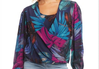 Blusa Karen Kane Estampada Frente Drapeada Multi