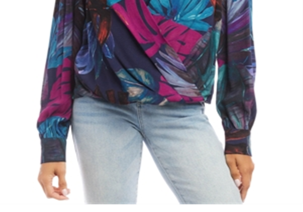 Blusa Karen Kane Estampada Frente Drapeada Multi