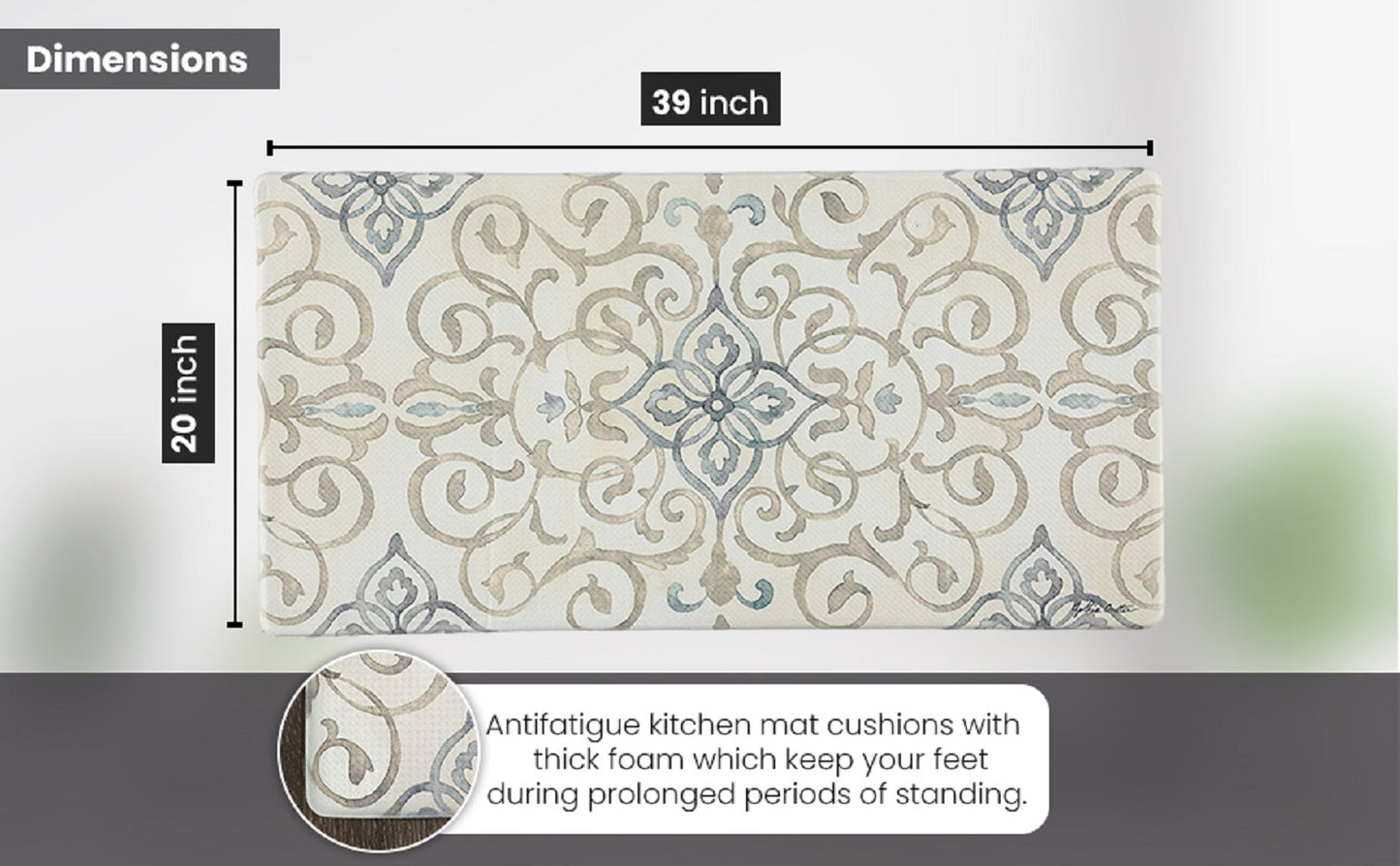 Tapete antifadiga em relevo de 20" x 39" (MEDALHO RÚSTICO) 