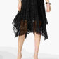Vestido feminino Taylor estampado com bainha de lenço e renda, preto, tamanho 4