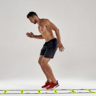 HolaHatha Escada de treinamento de agilidade esportiva ajustável amarela de 20 pés e 12 degraus