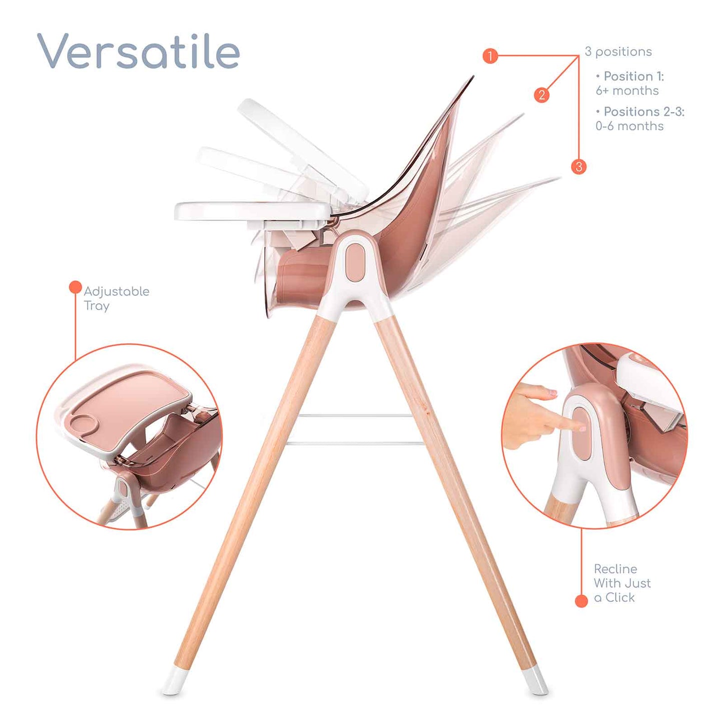 Cadeira alta de luxo 6 em 1 Children of Design com almofada