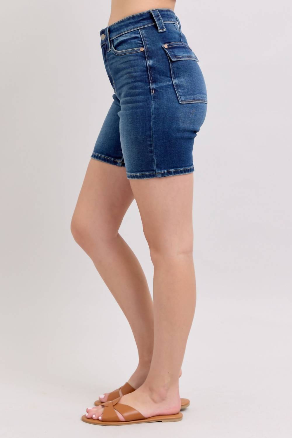 Judy Blue - High Waist Bermuda Back Flap Denim Short