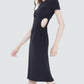 Black Tape - Drawstring Cutout Midi Dress