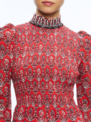Alice + Olivia - Elvira Smocked Bodice Mini Dress