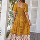 Supreme Fashion - Square Neck Short Sleeve Floral Maxi Dress
