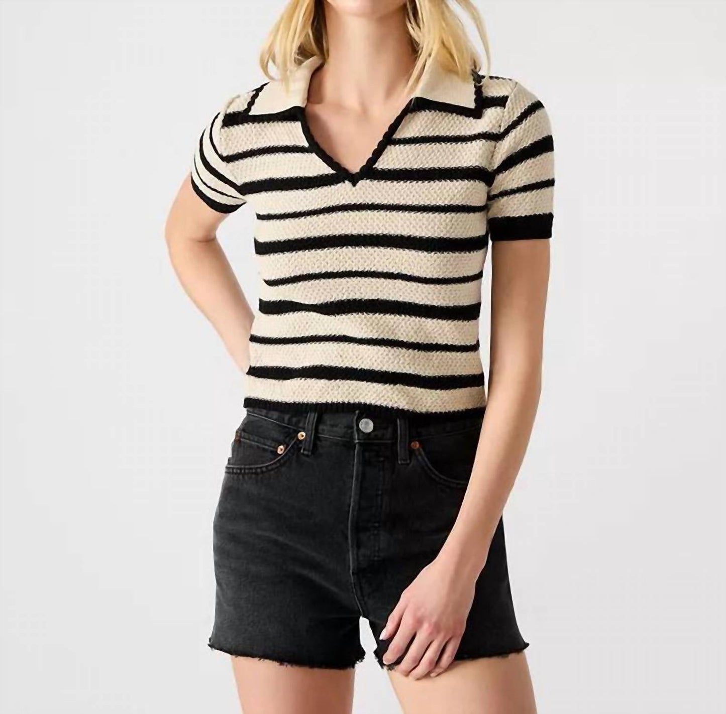 Steve Madden - Shade and Shore Striped Short Sleeve Sweater