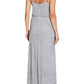 Adrianna Papell - Spaghetti Strap V-neck Blouson Embellished Mesh Dress