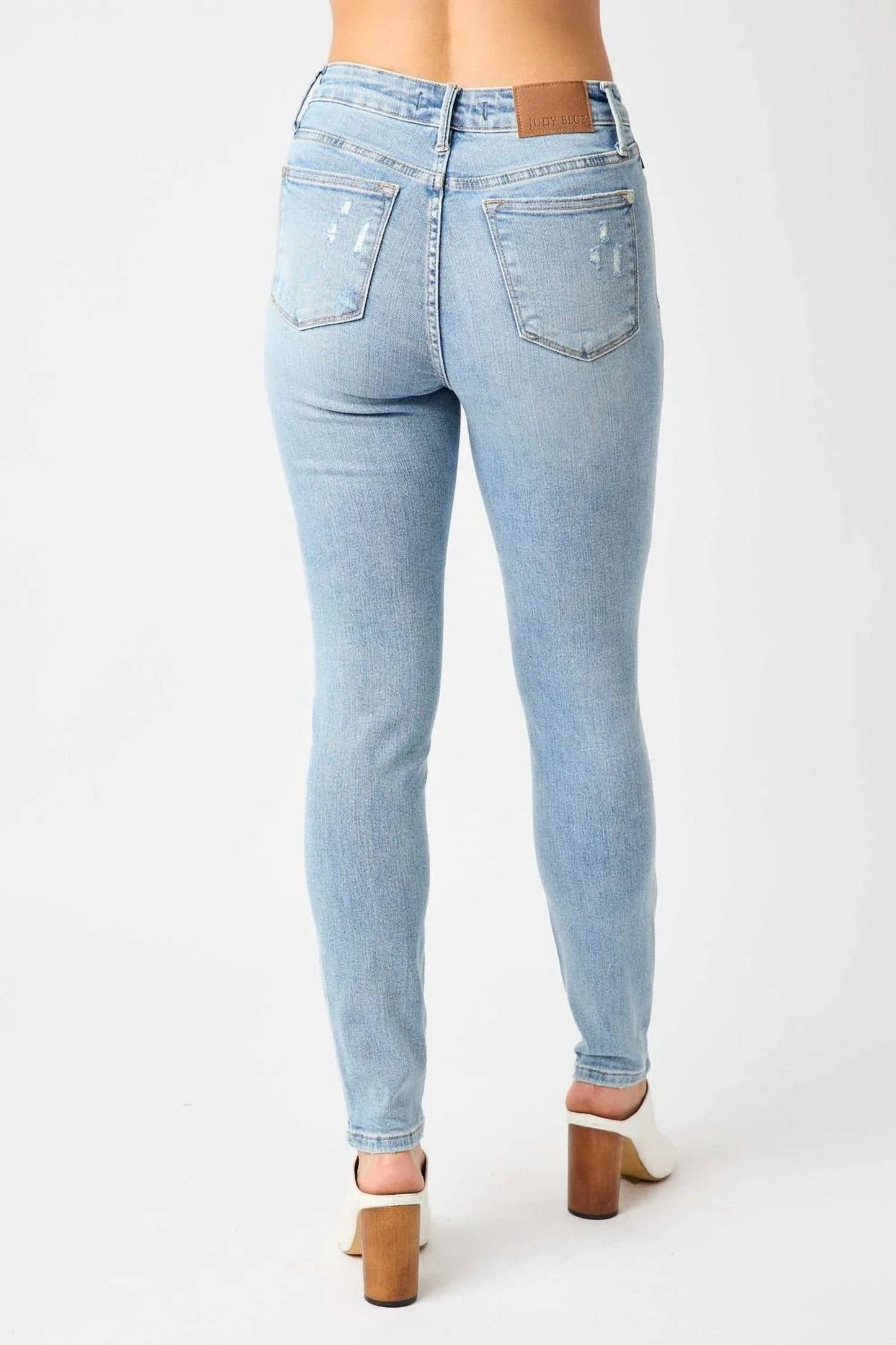 Judy Blue - Mid Rise Tummy Control Destroy Skinny Jeans