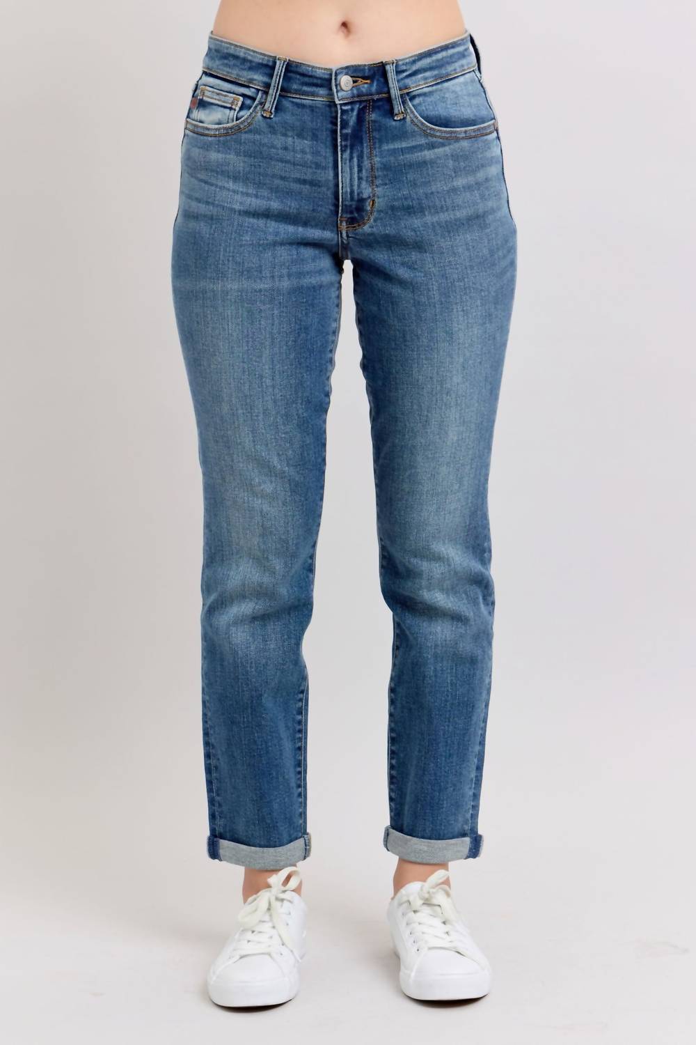 Judy Blue - Mid Rise Skinny Cuff Jeans