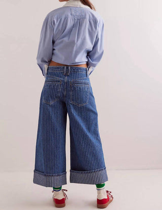Free People - Calça jeans larga Brette Cropped