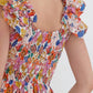 Entro - Vestido curto Blooming Beauty com detalhe de babados e corpete franzido