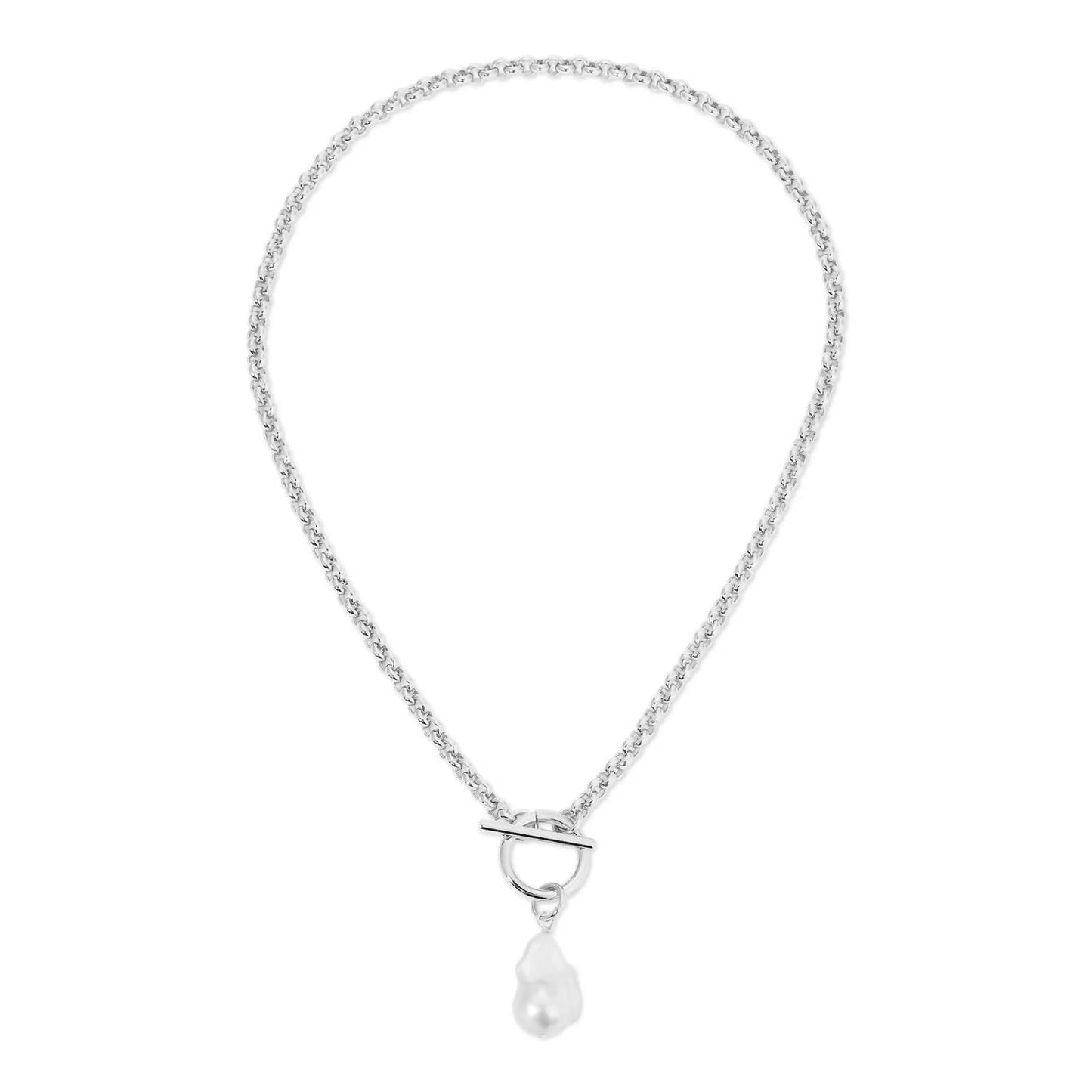 Eklexic - Women's Micro Royal Toggle & Xl Baroque Pearl Pendant Necklace